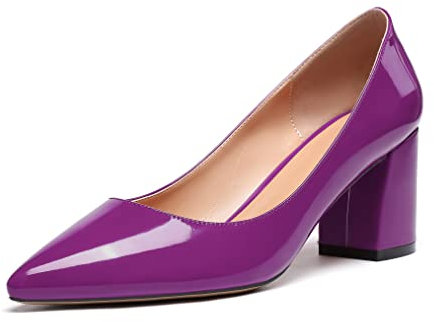 Zamikoo Damen Pumps mit Absatz, Elegant Pumps mit Blockabsatz Damen Schuhe 6.5CM Lack Lila EU38