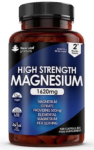 Magnesium Citrate Capsules 1620mg - Super Strength and High Absorption Magnesium Supplements - With 500mg Elemental Vegan Magnesium - Not Magnesium Tablets - Muscle & Sleep Support (Two Months Supply)