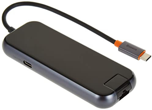 Baseus Hub 5in1 AcmeJoy Serie USB-C auf 2xUSB 3.0 + USB 2.0 + USB-C PD + RJ45 (dunkelgrau)