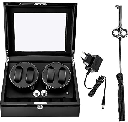YISSALE Automatic Uhrenwender Uhrenbeweger Watch Winder Box mit leisem Motoren 4+6 LED Selbststopp-Design für Automatikuhren Aufbewahren Schwarz
