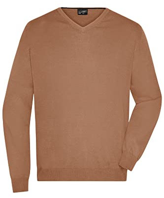 James & Nicholson Herren V-Pullover - Hochwertiger Strickpullover in zahlreichen Trendfarben | Farbe: camel | Grösse: XL