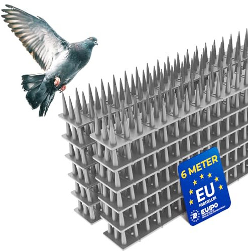6 Meter Taubenabwehr Spikes (3cm Hoch) – UV-beständiger Kunststoff in Silber, wetterfest, Click-System (12Stück x 50cm), 3-reihig Vogelschutz ideal für Balkon und Fensterbank, schnelle Montage