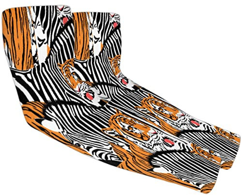 RIRIX Tiger And Zebra Sonnenschutz Armstulpen Sport Kompression Armstulpen UV-Schutz Tattoo Armstulpen Golf Laufen Radfahren Outdoor Sport usw. - 1 Paar, wie abgebildet, Einheitsgröße