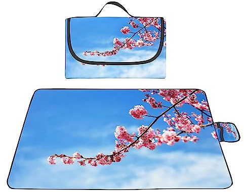 TengYuer Picknickdecke 180x200cm Stranddecke Wasserdicht Sandfrei Isoliert Faltbar Strandmatte mit Tragegriff Outdoor Campingdecke XXL für Camping Parks Strände Picknick Rosa Blumen