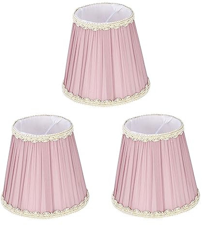 Paralumi in Tessuto Piccolo, Rosa Paralumi Vintage Piccoli, Set di 3 Clip su Lampadina Piega Paralume per Lampadario Paralume Lampada da Tavolo Paralume per Camere da Letto Soggiorno(Rosa)