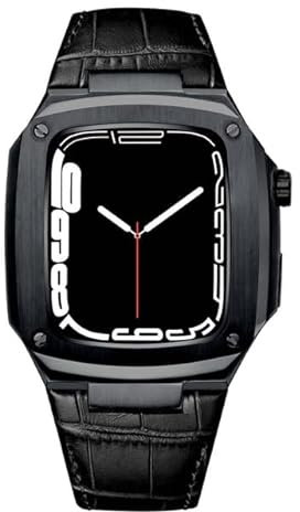 SKXMOD Caja de metal+correa de cuero para Apple Watch 40mm 45mm kit de modificación de lujo de piel de becerro banda para iWatch SE 6 5 4, 40mm, Agate