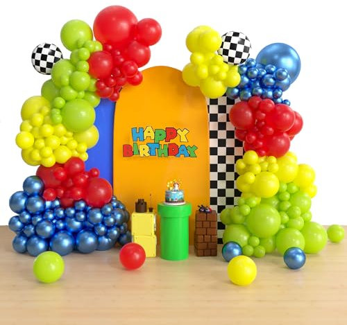 Deko Super Brother Thema Geburtstags Dekoration 157 Stück Luftballon Girlanden Bogen Set Kindergeburtstag Ballons Dekoration