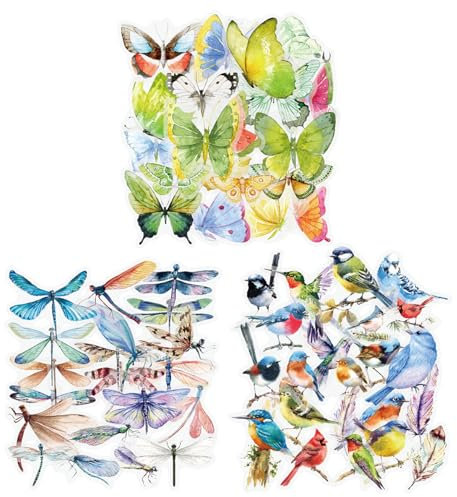 VSCO 120 Stück Transparente Dekorative Aufkleber, Scrapbooking Sticker Vogel Schmetterling Libelle Thema PET Stickers für Laptop Tassen Gepäck Fotoalbum Notizbuch Tagebuch Grußkarte Umschlag