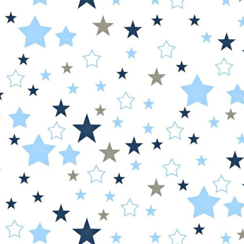 Textrend Baumwollstoff Stoffe Meterware - Stoff zum Nähen - 100% Baumwolle - Textilien 1x1.6m - Stoff mit Sternmuster (Blau-graue Konstellation auf weißem Hintergrund)