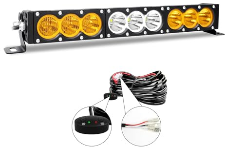 AUXTINGS 43 cm 90W LED Lichtleiste,Einreihige Zweifarbige Nebelscheinwerfer, 12V 24V Scheinwerfer, Weiße une Bernsteinfarbene individuelle Kontrolle der Verkabelung,Wasserdicht LED Arbeitslicht