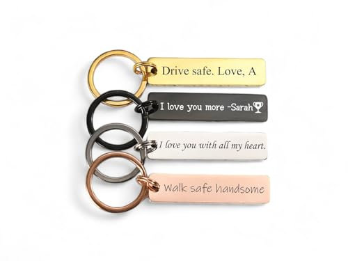 Fiona's Favourites Personalised Keychain Engraved Rectangle Keychain Personalised Keyring Custom Keychain Personalised Gift Name Keychain Drive Safe Keyring Gift Idea