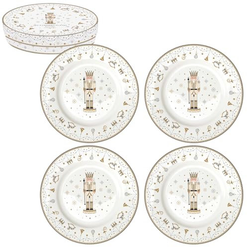 Easy Life Nutcracker Teller, Durchmesser 19 cm, aus Porzellan, 4 Stück