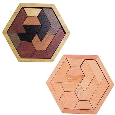 Abaodam 2 Sätze Sechseckige Scheibenbausteine Sechseck Tangram Puzzle Für Kinder Sechseck Puzzle Sechseck Puzzlespiel Holzpuzzlespiele Kinder Sechseck Puzzle Holzpuzzle