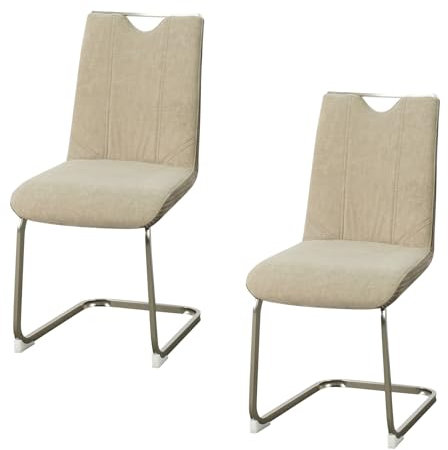 HTI living Schwingstuhl Taupe/Cord 2er Set Emrys Esszimmerstuhl Küchenstuhl Besucherstuhl