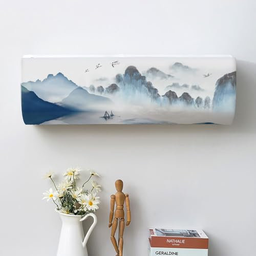 Morbuy Lot de 2 Housse Élastique Climatiseur, Coque de Protection Climatiseur Couvre Intérieur Couvercle du Climatiseur Cache-Poussière Air Conditionné Décoration (80x20x27cm,Céladon)