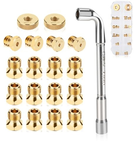 Natural Gas Orifice Nozzle Conversion Kit，Propane to Natural Gas Conversion Kit，DIY Burner Parts Brass Jet Nozzles，Compatible with Blackstone 28 Inch and 36 Inch Griddles, Rangetop Combo, Tailgater.