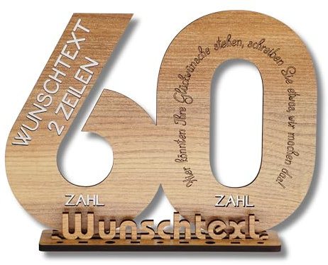 DARO Design - Gästebuch Holz-Schild Geschenk zum 60. Geburtstag Männer Frauen, individualisierbar, mit Wunschtext personalisierbar, Geldgeschenke mit Jahreszahl Deko Hochzeitsgeschenk