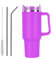 40oz Tumbler with Straw Lid and Handle | 1200ml Insulated Cup with Straw Travel Mug with Handle | Thermos Water Bottle for Hot and Cold 2 Stainless Steel Straws 1 Cleaning Brush- Purple
