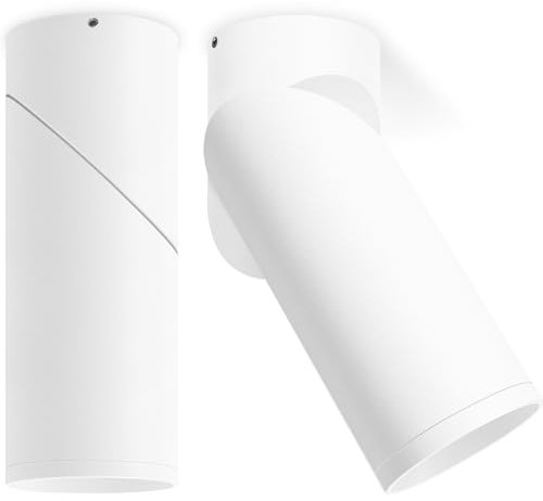 KYOTECH 2 Stück Aufbauspot Weiß, Schwenkbar Aufbaustrahler mit GU10 Fassung, Aufbauleuchte aus Aluminium, Deckenspots Aufputz Spots Verstellbare Deckenstrahler für Wand & Decke, Ohne Leuchtmittel