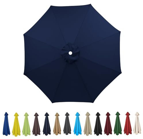 Housse de parasol de jardin de rechange en polyester de 2,7 m pour parasol déporté - Bleu marine - 6 bras
