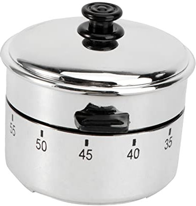 Mechanischer Küchentimer 60 Minuten Silber aus Kunststoff und Metall