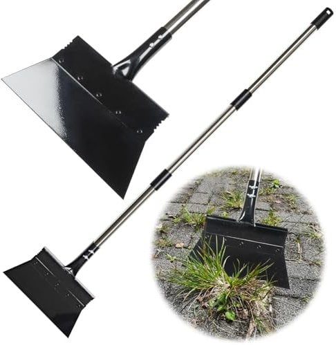 Garden Shovel, Multifunctional Garden Cleaning Shovel with 52 Inch Adjustable Handle, Moss Scraper for Weeding, Scraping, Ice Remove
