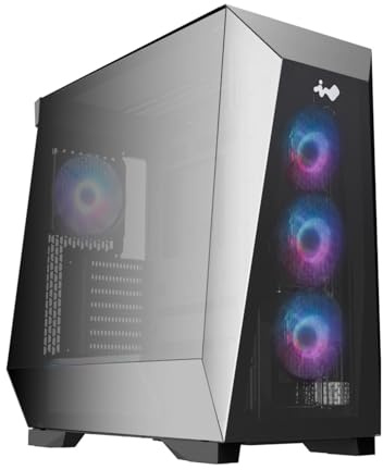 InWin Prism Mid-Tower-Gaming-Gehäuse unterstützt ATX, Mini-ITX-Funktionen Ultra-Wide Panorama-View-GPU Unterstützung bis zu 435 mm, inklusive 4 vorinstallierten ARGB-120-mm-Lüftern (IW-CS-PRISMBLK