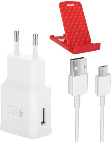 Chargeur USB 15W Rapide avec câble USB - C 1,5m et Support pour Smartphone pour Samsung Galaxy S20 S10 S9 S8 et Autres modèles Android