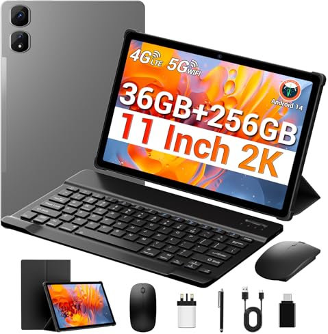 MAXLEGEN Tablette Tactile, Écran 11 Pouces 2K FHD, 4G LTE+5G WiFi, 36GB RAM+256GB/1TB Extensible, Octa-Core, Android 14 Tablets, 9580mAh, Caméra 13MP, GPS, Clavier/Souris/Stylet/Écouteur/Étui Inclus