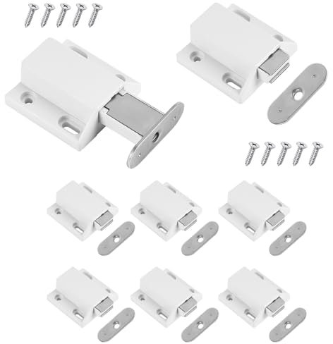 Drucktüröffner Push to Open Magnet 8 Stück Schrank Türöffner Tip On Beschlag Möbel Schubladen Drucköffner Schranktür Öffner Magnetschnäpper Druckschnapper,Weiß
