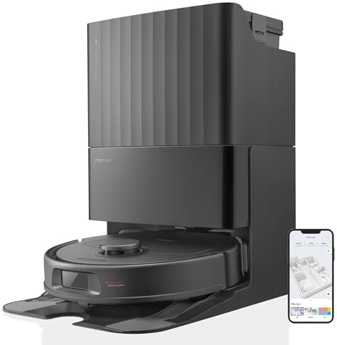 roborock Qrevo S Aspirateur Robot Laveur, 7000Pa HyperForce, Double Serpillière Rotative 200 TR/Min & Relevable 10mm, Station Multifonctionnelle, 3D Cartographie, Noir (Reconditionné)