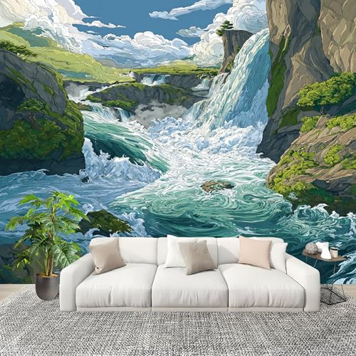 Wohnzimmer Aesthetic Room Decor Fototapete Wasserfall Im Tal Stereo Tapete Vertikal Wandbild Poster Mustertapete GrüN Atmungsaktiv Geruchlos Wandaufkleber400x280 cm