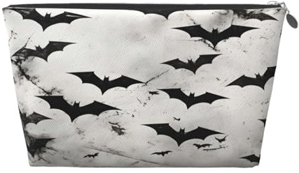 Ginfult Petite trousse de maquillage étanche avec chauve-souris d'Halloween noire pour femmes et filles