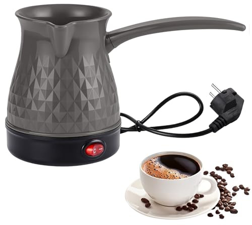 Sharplace Electric Turkish Coffee Pot Tea Kettle Comfortable Grip 600W Fast Boil 500ml Turkish Coffee Maker Pot Teapot Stainless Steel Heating Plate Multi Kettle for Mocha, Tea & Hot Chocolate (Grey)