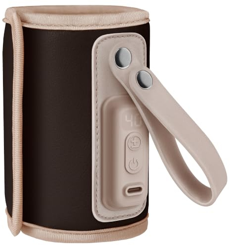 LIONELO Thermup Go Tragbarer Babyflaschenwärmer USB-C, Flaschenwärmer | Unterwegs & Auto, 24h Warmhaltefunktion, 5 Temperaturstufen 38–50°C, LCD Display, Thermostat, Universal, BPA-frei, Leise