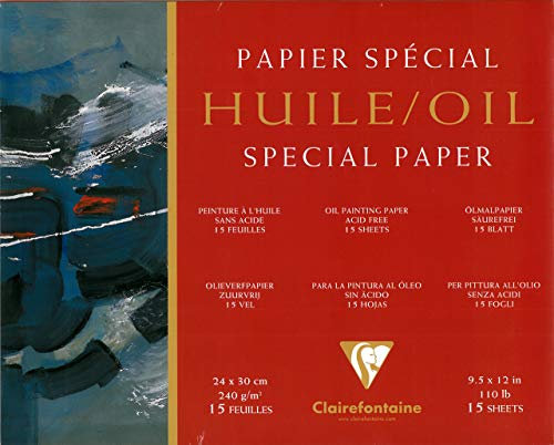 Clairefontaine 96492C Huile Ölpapier Block (4-seitig verleimt, 25 Blätter, speziell für Ölfarben geeignet, 240 g, 24 x 30 cm) weiß