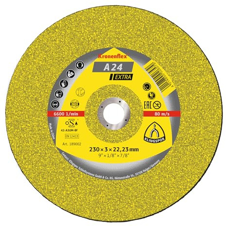 Klingspor 189002 A 24 EX, Trennscheiben für Handmaschinen, Verpackungseinheit 25, 230X3X22,23, G, 25
