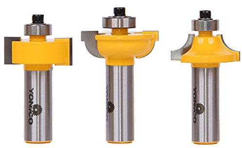 yonico 12319 3 Bit Glas Tür Router Bit-Set mit round-over Bead 1/2 Schaft