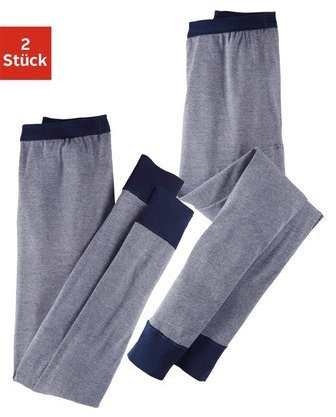 Clipper Exclusive Lange Unterhose »Exclusive (2 Stück), modische Optik: Jeans meliert, tolle Qualität blau Aus Reiner Baumwolle