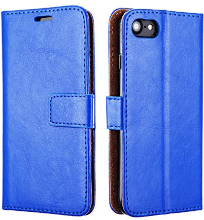 NWNK13 iPhone 5 / 5S / SE Blue Case Premium Leather Slim Book Side Open Flip Case Cover with Screen Film/Touch Pen (i