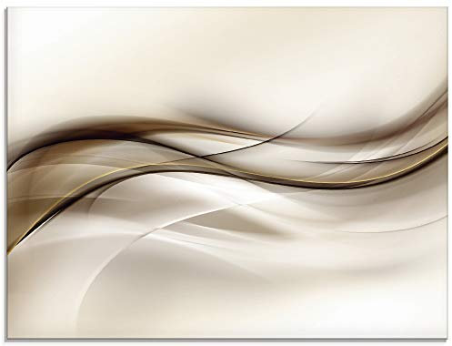 ARTland Wanddeko Glasbilder Wandbild Glas Bild einteilig 80x60 cm Querformat Moderne Kunst Abstrakt Modern Rauch Welle Braun T9LI
