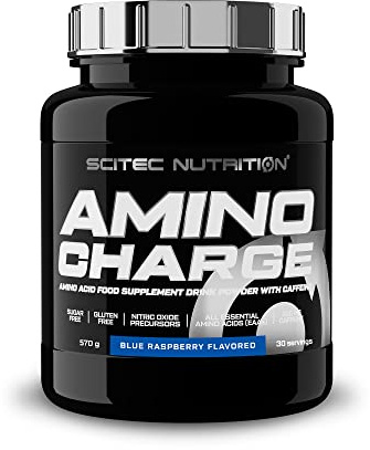 Scitec Nutrition Amino Charge - Pre-Workout-Getränkepulver mit Koffein | BCAA-Komplex - Mit L-Glutamin, L-Citrullin und L-Arginin-HCl - Zuckerfrei & glutenfrei - Blaue Himbeere