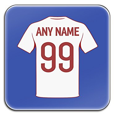 UNIGIFT Dessous de Verre en Carton Rigide Motif Football FIFA Coupe du Monde 2018 Angleterre Blanc Brillant, Panneaux durs, Bleu, Carré