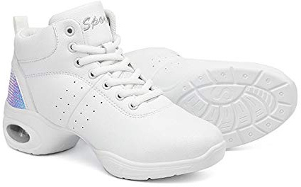 Zapatos de Baile Latino Mujer Salsa Antideslizantes Comodos Cuero Zapatillas Baile Moderno Jazz Calzado Negro Blanco