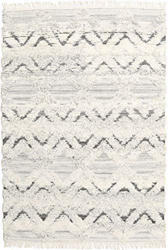 RugVista, Lydia, Teppich, Mittelflor Teppich, 160 x 230 cm, Rechteckiger, Moderner Kelim Teppich, Wolle, Flur, Schlafzimmer, Küche, Wohnzimmer, Weiss/Beige, Dunkel Beige