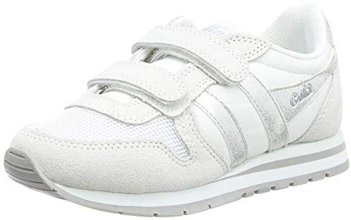 Gola Daytona Mirror Velcro Sneaker, White/Silver, 28 EU