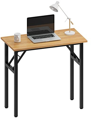 SDHYL Klapptisch, Computertisch, Schreibtisch, Bürotisch, Home-Office-Tisch, Faltbarer Schreibtisch für Home-Office, kleine Räume (Teak/Schwarz, 80_x_40cm)