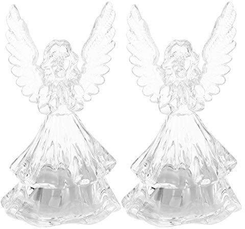 STOBOK LED Engel Nachtlichter Transparent Schutzengel 2 Stück Nachttischlampen Nachtlampe Bunte Licht Schlafzimmer Wohnzimmer Schreibtisch Nachttisch Weihnachten Party Dekoration