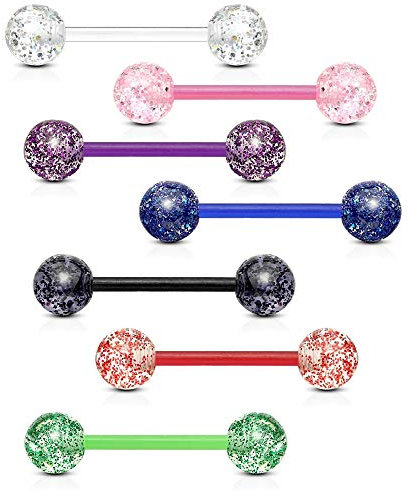 Tarawa Pack 7 pcs Piercings langue bioflex paillette