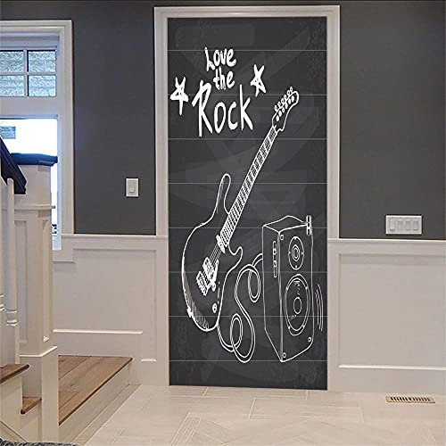 Türtapete selbstklebend Musik- TürPoster 3DBewirken Fototapete Türfolie Poster Tapete Abnehmbar Wandtapete für Wohnzimmer Küche Schlafzimmer 77cm x 200cm